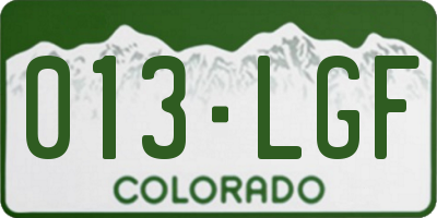 CO license plate 013LGF