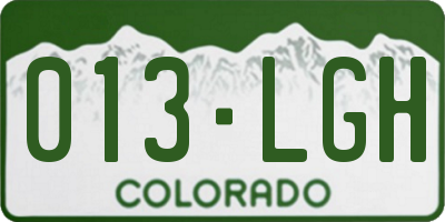 CO license plate 013LGH