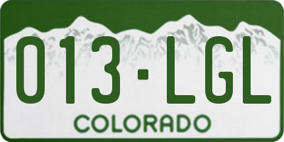 CO license plate 013LGL