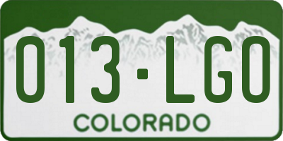 CO license plate 013LGO