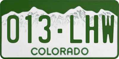 CO license plate 013LHW