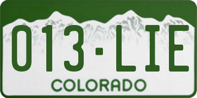CO license plate 013LIE