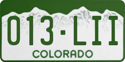 CO license plate 013LII