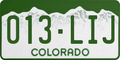 CO license plate 013LIJ