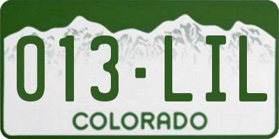 CO license plate 013LIL