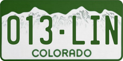 CO license plate 013LIN