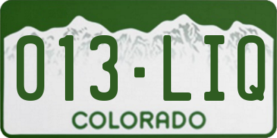 CO license plate 013LIQ