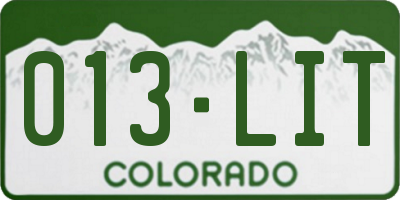 CO license plate 013LIT
