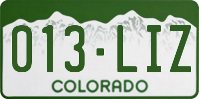 CO license plate 013LIZ