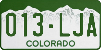 CO license plate 013LJA