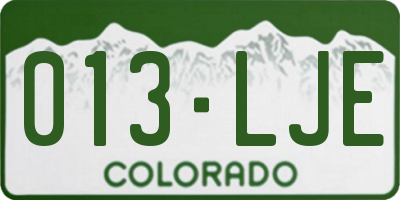 CO license plate 013LJE