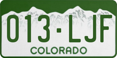 CO license plate 013LJF