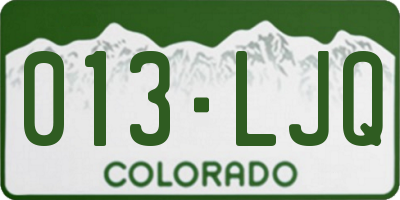 CO license plate 013LJQ