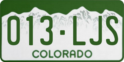 CO license plate 013LJS