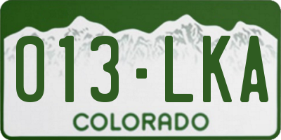 CO license plate 013LKA