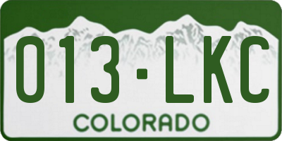 CO license plate 013LKC