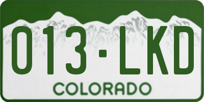CO license plate 013LKD