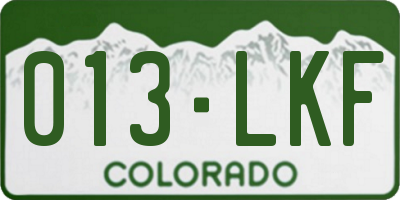 CO license plate 013LKF