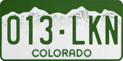 CO license plate 013LKN
