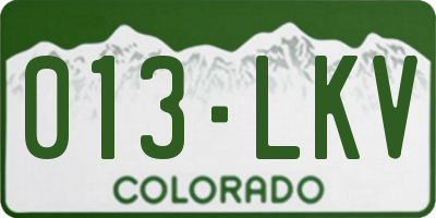 CO license plate 013LKV