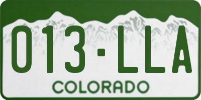 CO license plate 013LLA