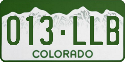 CO license plate 013LLB