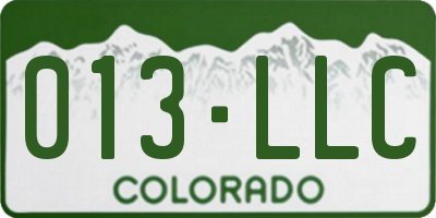 CO license plate 013LLC