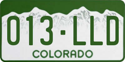 CO license plate 013LLD
