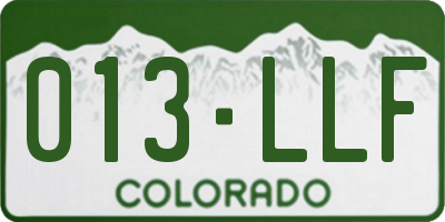 CO license plate 013LLF