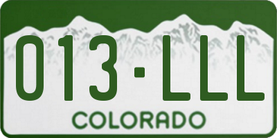 CO license plate 013LLL