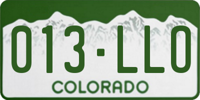 CO license plate 013LLO