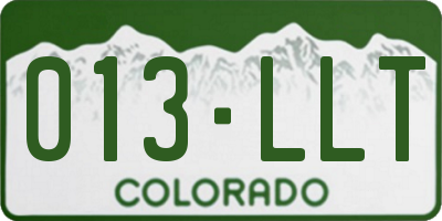 CO license plate 013LLT
