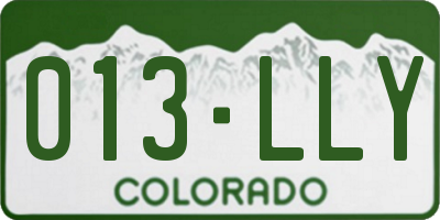 CO license plate 013LLY
