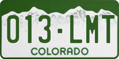 CO license plate 013LMT