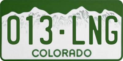 CO license plate 013LNG