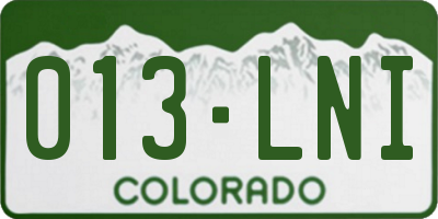 CO license plate 013LNI