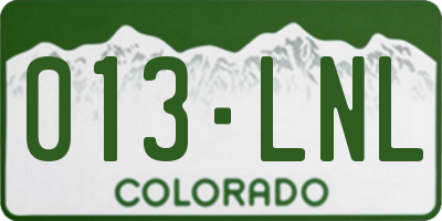 CO license plate 013LNL