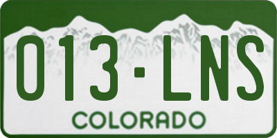 CO license plate 013LNS