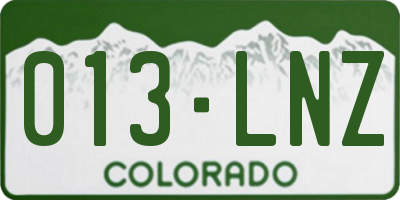 CO license plate 013LNZ