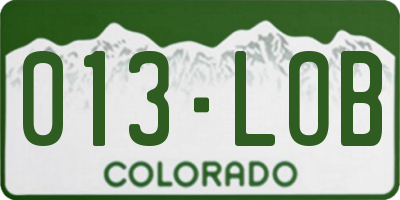 CO license plate 013LOB