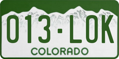 CO license plate 013LOK