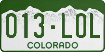 CO license plate 013LOL