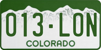 CO license plate 013LON