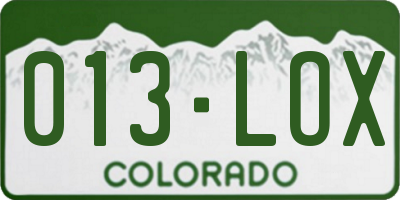 CO license plate 013LOX