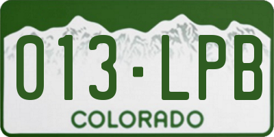 CO license plate 013LPB