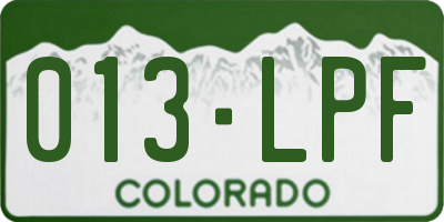 CO license plate 013LPF