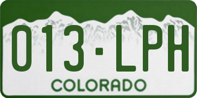 CO license plate 013LPH