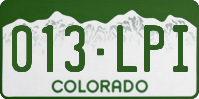 CO license plate 013LPI