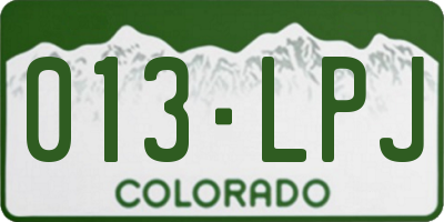 CO license plate 013LPJ