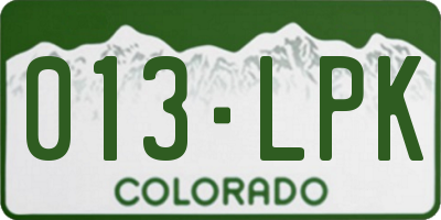 CO license plate 013LPK